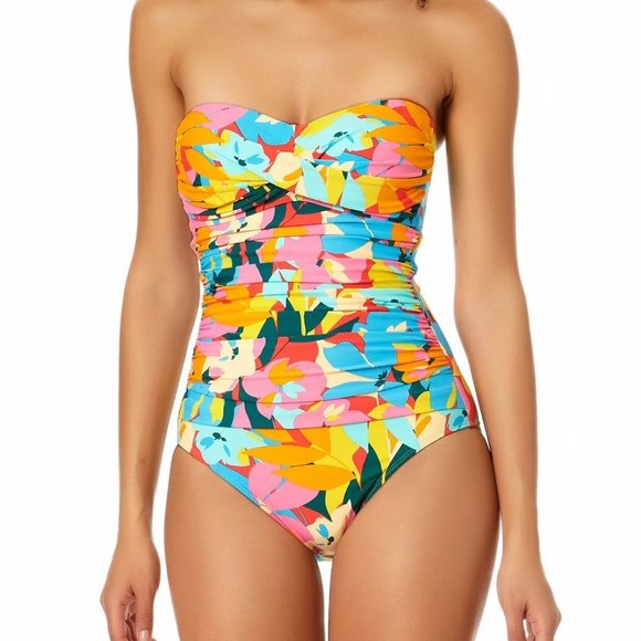 Anne Cole Plumeria Twist-Front One-Piece Size 6